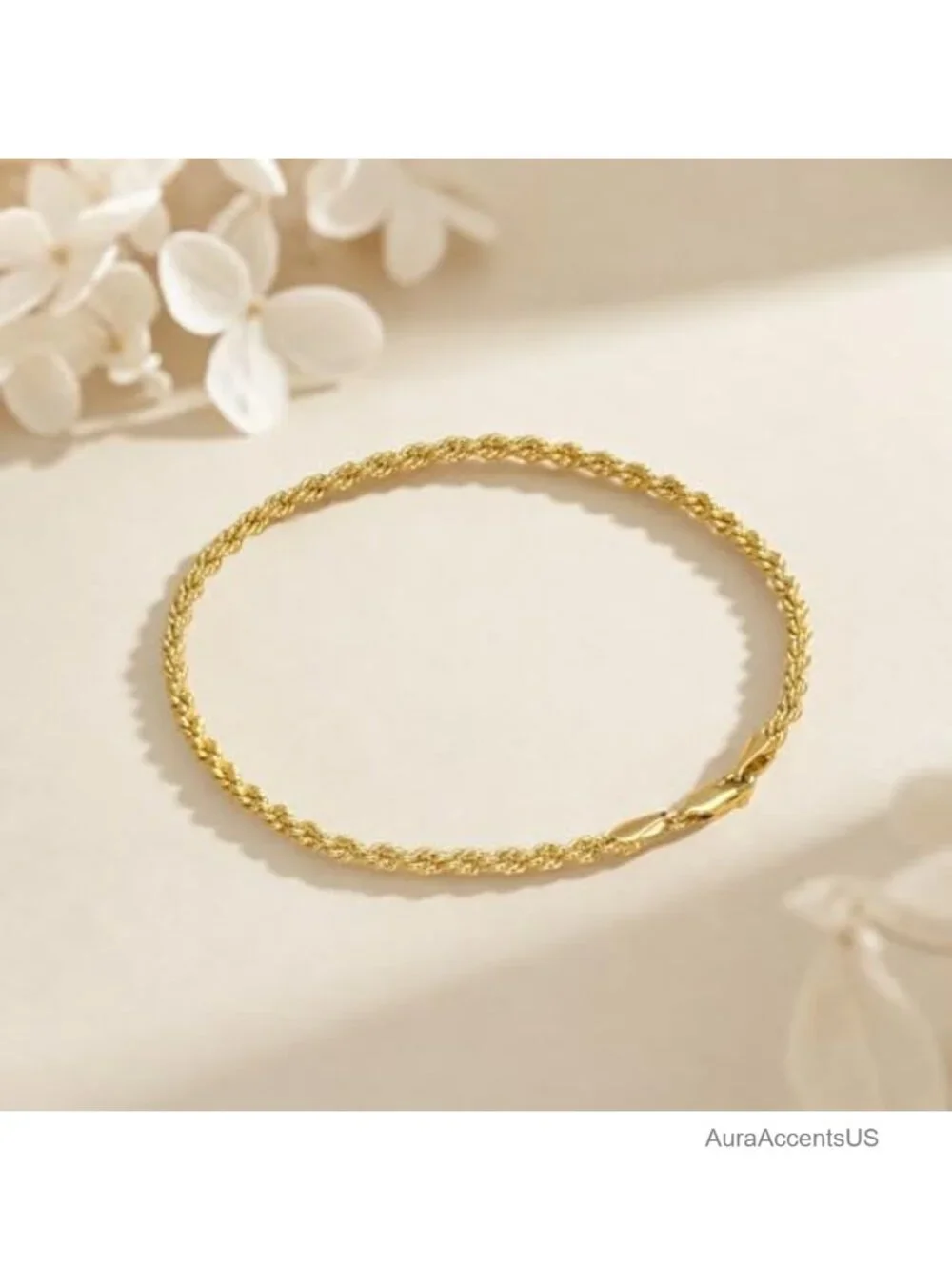Gold Filled Rope Chain Bracelet - Dainty Stackable 14K for Women & Men,
